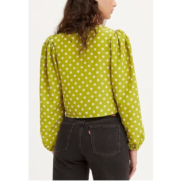 Levi's Embry Tie Green Dainty Daisy Printed Blouse - Picture 2 of 8